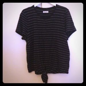 EUC Madewell Striped Tie-front Top